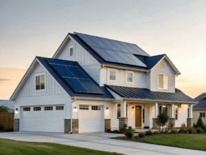 Rénovation écologique d'une maison avec panneaux solaires